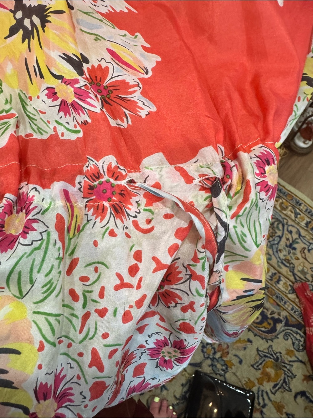 Johnny Was Coral Floral V-Neck Tunic - Picture 3 of 7